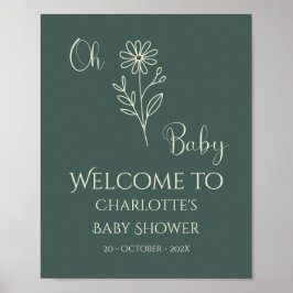 Póster Oh Baby Minimalist Wildflower Baby Shower Welcome