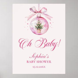 Póster Oh Baby Pink Christmas Ornament Baby Shower