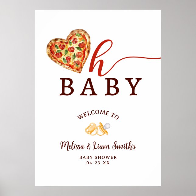 Póster Oh Baby Pizza Baby Shower, signo de bienvenida - C (Frente)