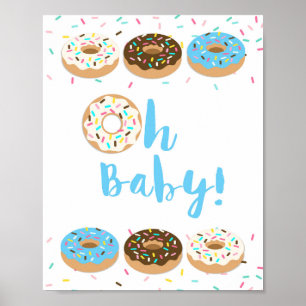 Póster Oh Bebé Azul Donut Rasplante Rótulo Baby Shower