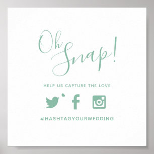 Póster Oh, boda de etiquetas, sage de texto simple, verde