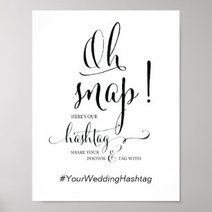 Póster Oh Boda Snap Tema de caligrafía del Rótulo de etiq
