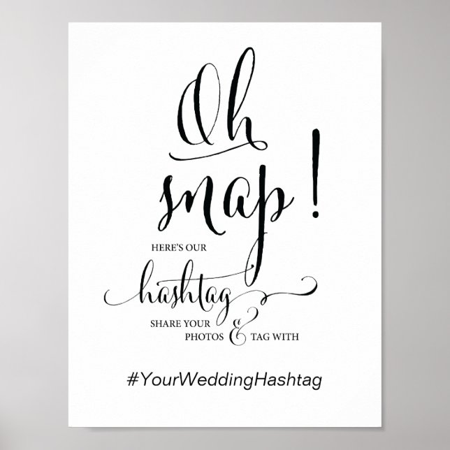 Póster Oh Boda Snap Tema de caligrafía del Rótulo de etiq (Frente)