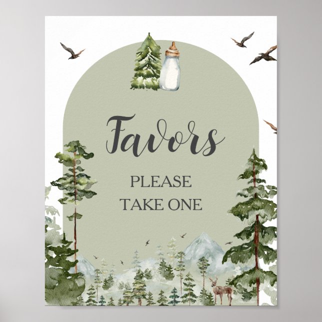 Póster Oh Boy Adventure Pine Forest Baby Shower Favores (Frente)