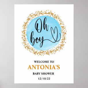 Póster Oh Boy Baby Shower Blue Welcome