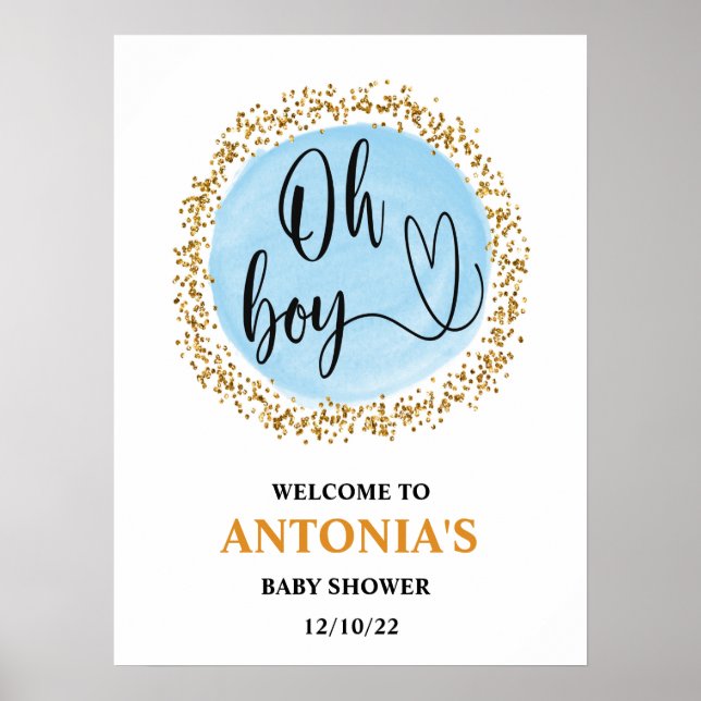Póster Oh Boy Baby Shower Blue Welcome (Frente)