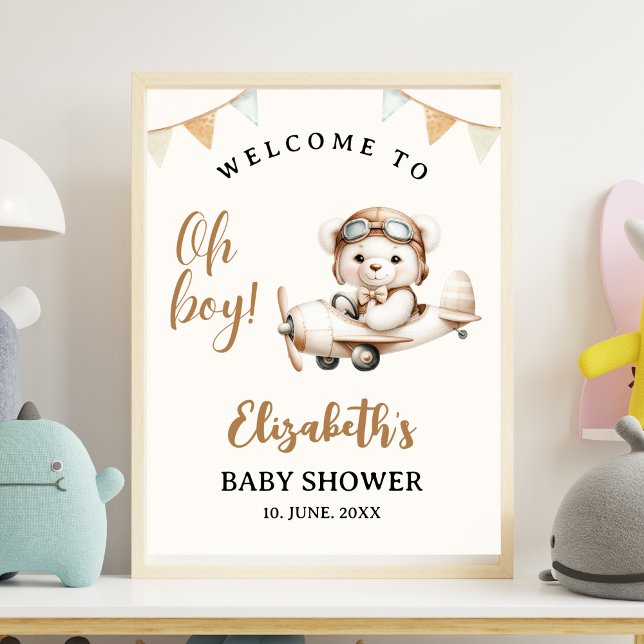 Póster Oh boy , Baby Shower with Bear theme (Subido por el creador)