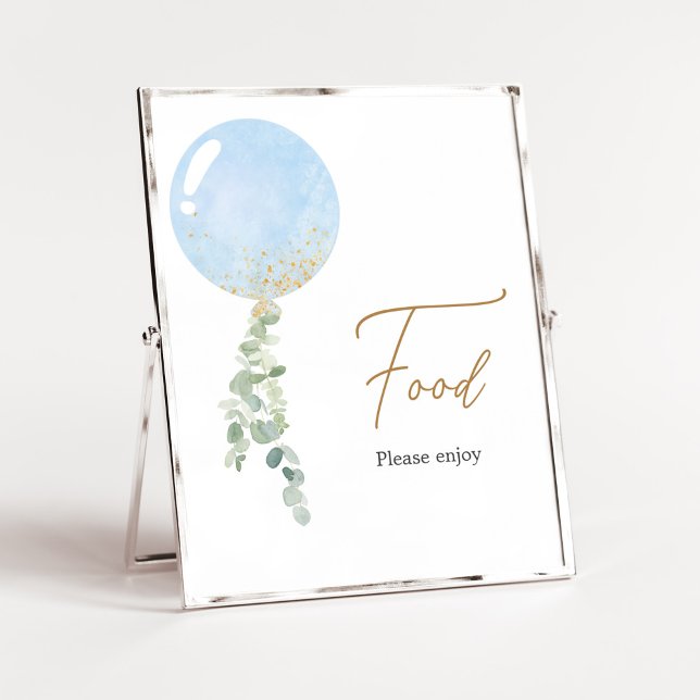 Póster Oh Boy Balloon Baby Shower Food (Blue Balloon Eucalyptus Baby Shower Food)