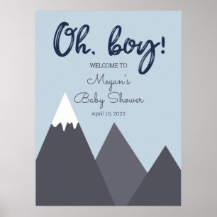 Póster Oh Boy Blue Gray Mountain Baby Shower