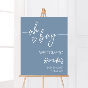 Póster Oh Boy Boho Bienvenida Minimalista Baby Shower