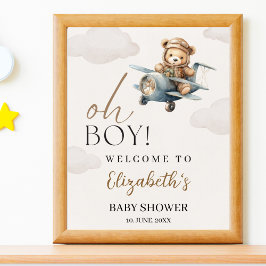 Póster Oh Boy, Cute Bear Baby shower boy