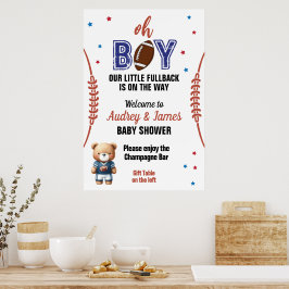 Póster Oh Boy Football Theme Baby Shower