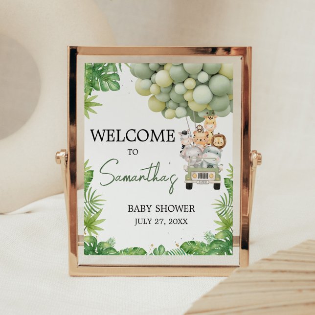 Póster Oh Boy Jungle Safari Baby Shower Welcome Sign (Safari Animals Baby Shower Sign)
