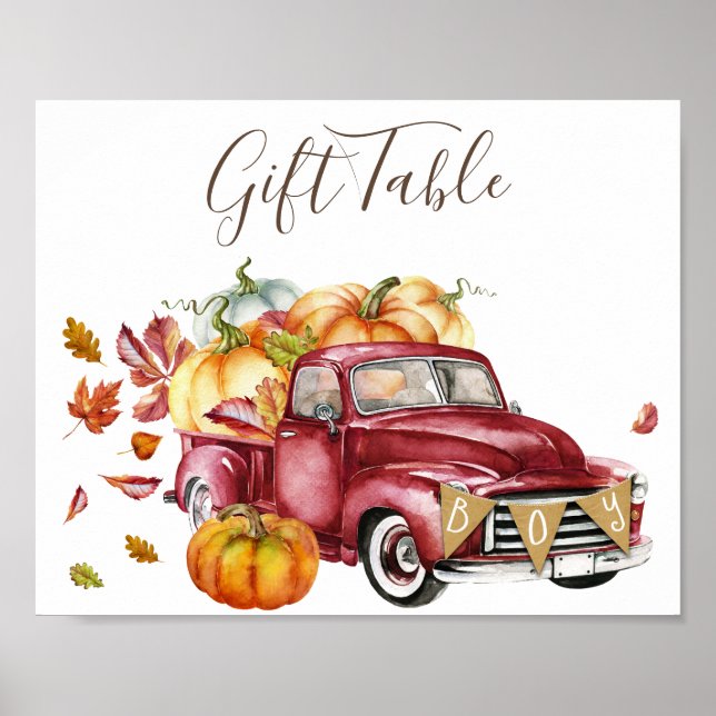 Póster Oh Boy Little Pumpkin Fall Baby Shower Gift Table (Frente)