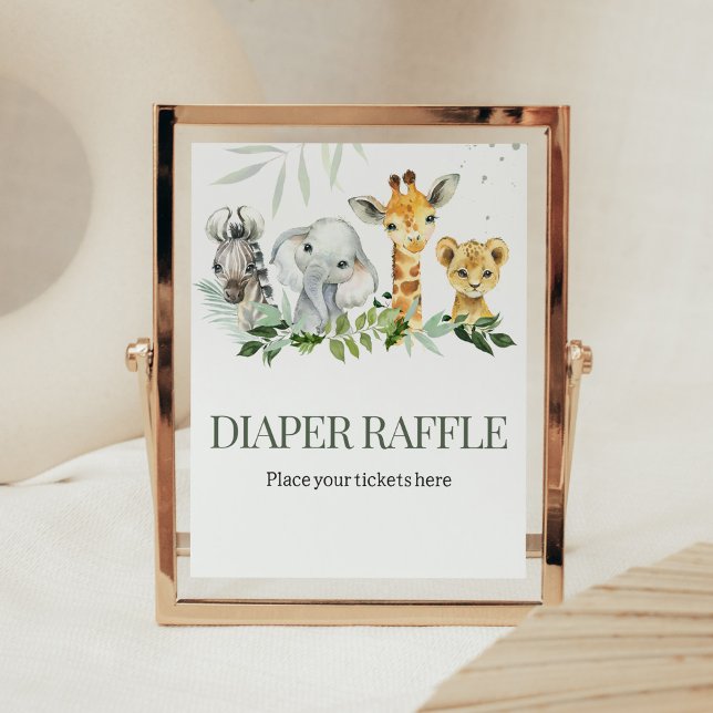 Póster Oh Boy Safari Baby Shower Diaper Raffle (Jungle Safari Baby Shower Diaper Raffle Sign)