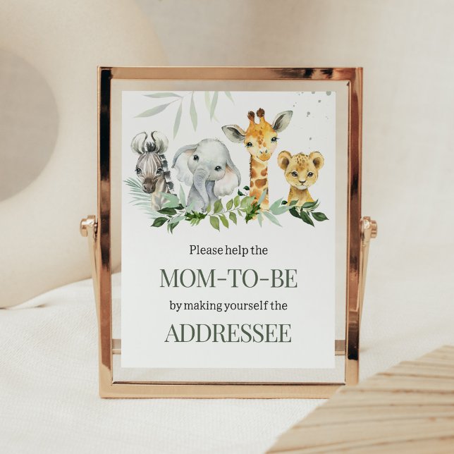 Póster Oh Boy Safari Baby Shower Envelope Station (Jungle Safari Baby Shower Envelope Station Sign)