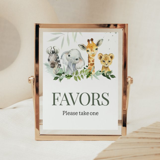Póster Oh Boy Safari Baby Shower Favores (Jungle Safari Baby Shower Favors Sign)