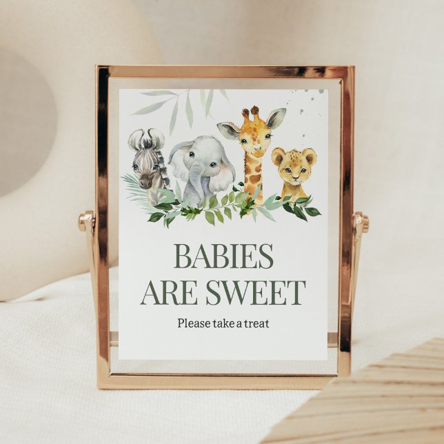 Póster Oh Boy Safari Baby Shower Los bebés son dulces (Jungle Safari Baby Shower Babies are Sweet Sign)