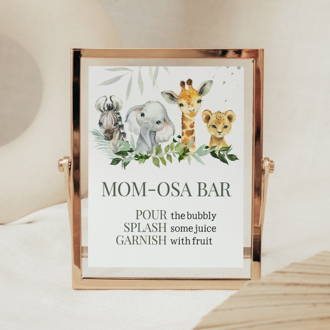 Póster Oh Boy Safari Baby Shower Mom Osa Bar (Jungle Safari Baby Shower Mom Osa Bar Sign)