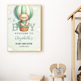 Póster Oh Boy, Teddy Bear Baby Shower boy