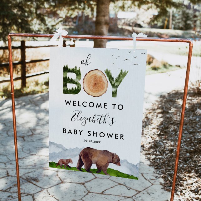 Póster Oh Boy Watercolor Woodland Bear Welcome (Subido por el creador)