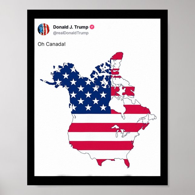 Póster Oh Canadá Mapa De Trump Gracioso De Ee.Uu. (Frente)