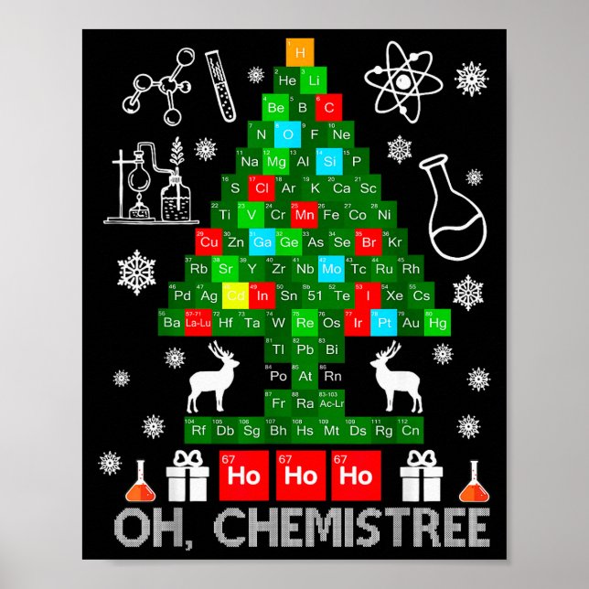Póster Oh Chemistree científico químico Navidad Xmas Te (Frente)