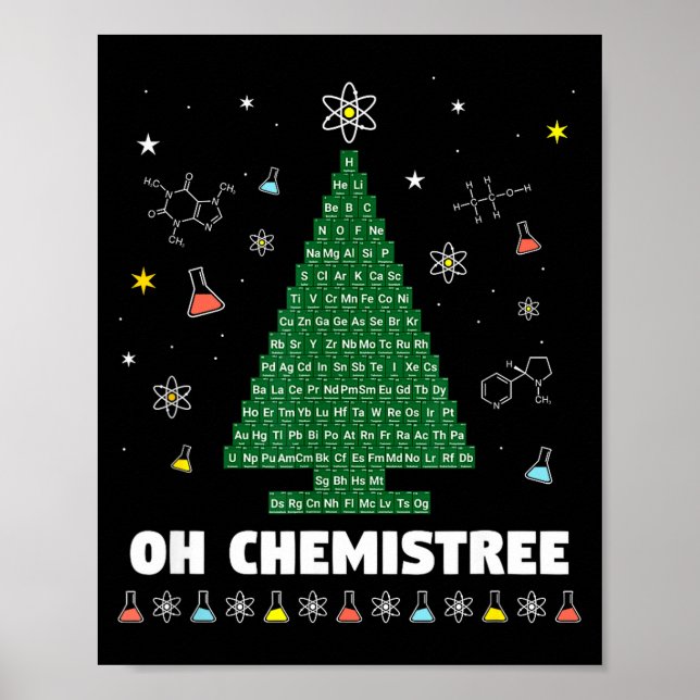 Póster Oh Chemistree Periodic Table Chemistry Christmas T (Frente)