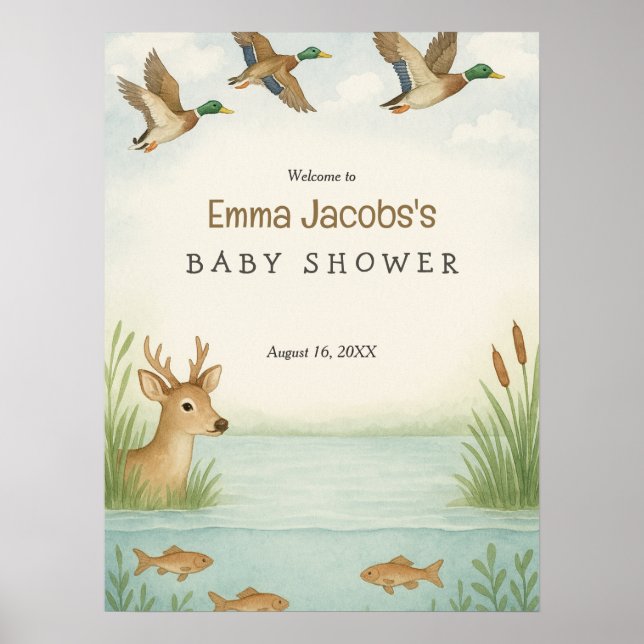 Póster ¡Oh, chico! Poster de bienvenida de Woodland Baby  (Frente)