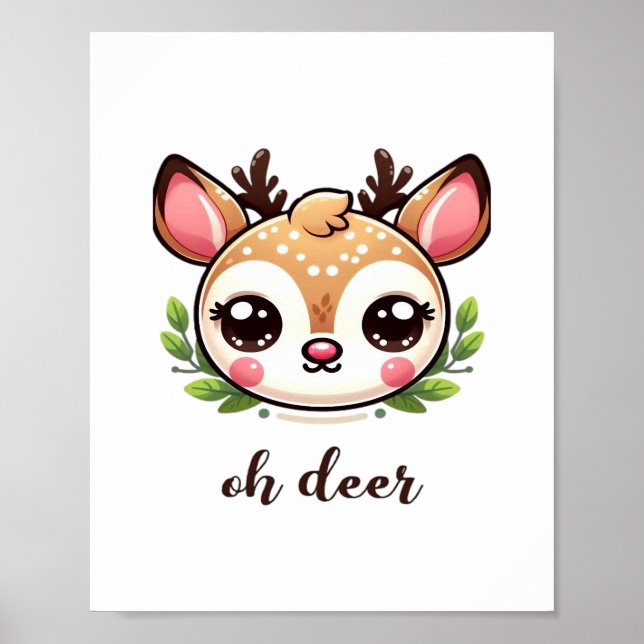 Póster Oh Ciervo Ciervo Lindo Diseño Mínimo  (Frente)