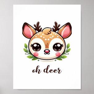Póster Oh Ciervo Cute Ciervo Diseño Mínimo