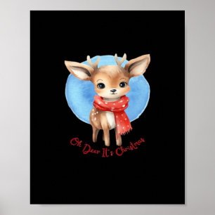 Póster Oh Ciervo Es Navidad Diseño Clásico Retro