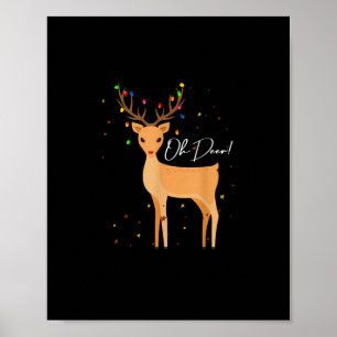 Póster Oh Ciervo Luz de Navidad Pijama Lindo Reno Fiestad
