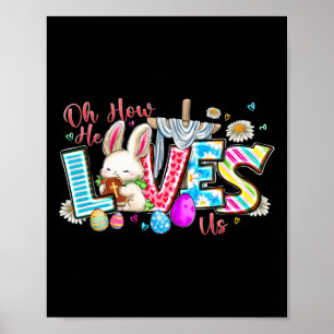 Póster Oh Cómo Nos Ama Feliz Día De Pascua, Cross Christ 