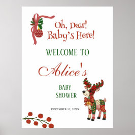 Póster Oh, Deer! Baby’s Here! – Christmas Baby Shower
