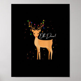 Póster Oh Deer Christmas Light Pajama Cute Reindeer Holid