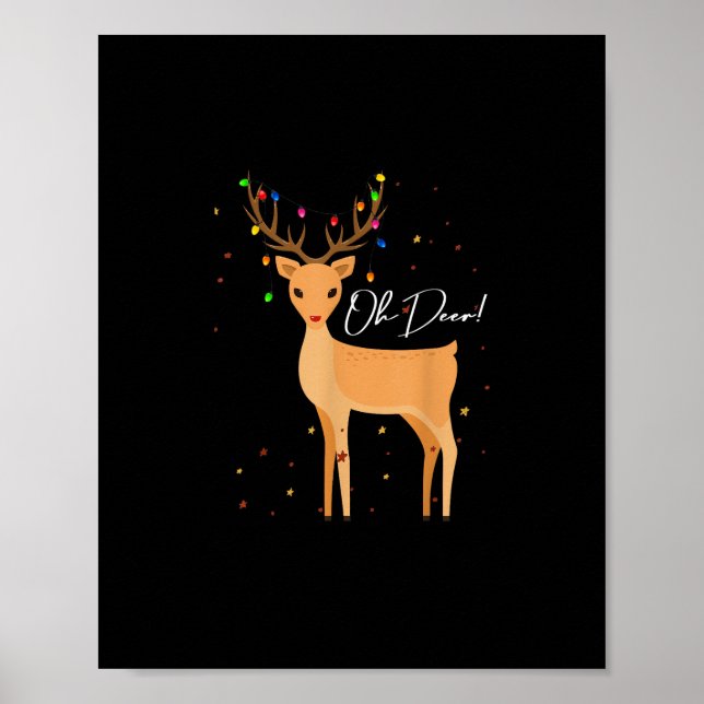 Póster Oh Deer Christmas Light Pajama Cute Reindeer Holid (Frente)