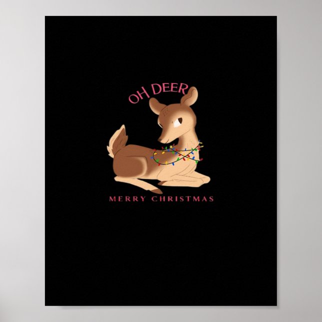 Póster Oh Deer Christmas Modern Design  (Frente)