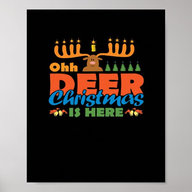 Póster Oh Deer Christmas Too Classic Holiday Style  (Frente)