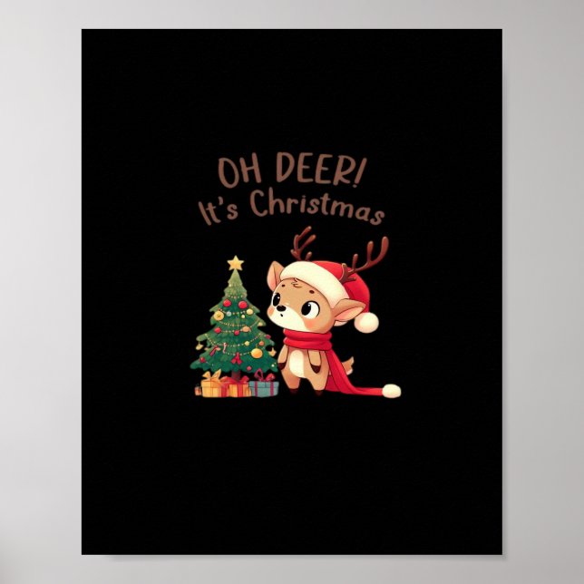 Póster Oh Deer Its Christmas Modern Aesthetic Style  (Frente)