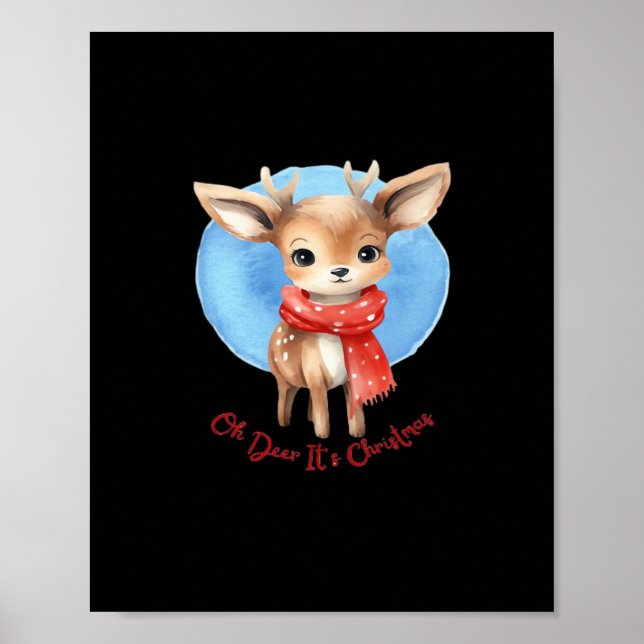 Póster Oh Deer Its Christmas Retro Classic Design (Frente)