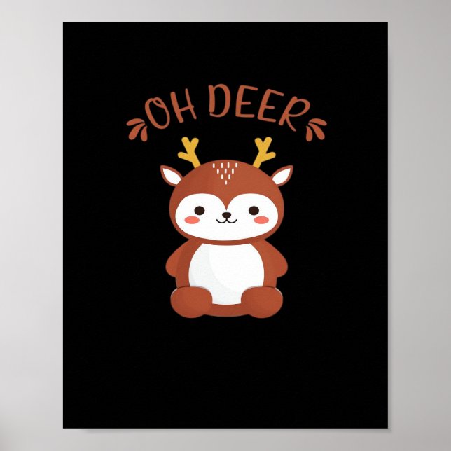 Póster Oh Deer Kawaii Deer Playful Art Style  (Frente)