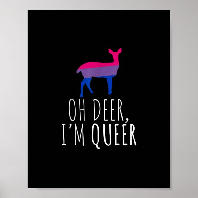 Póster Oh Deer Queer Bisexual Pride Gay Lesbian Design  (Frente)