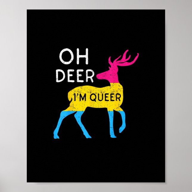 Póster Oh Deer Queer Colorful Pride Flag Celebration  (Frente)