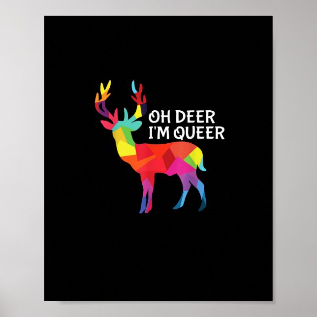 Póster Oh Deer Queer Funny Pun LGBT Pride Design (Frente)
