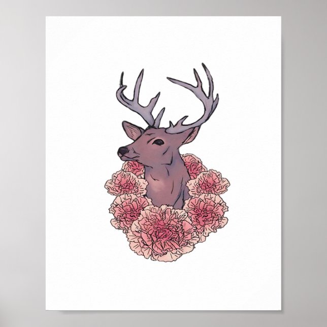 Póster Oh Deer Trendy Minimal Aesthetic  (Frente)