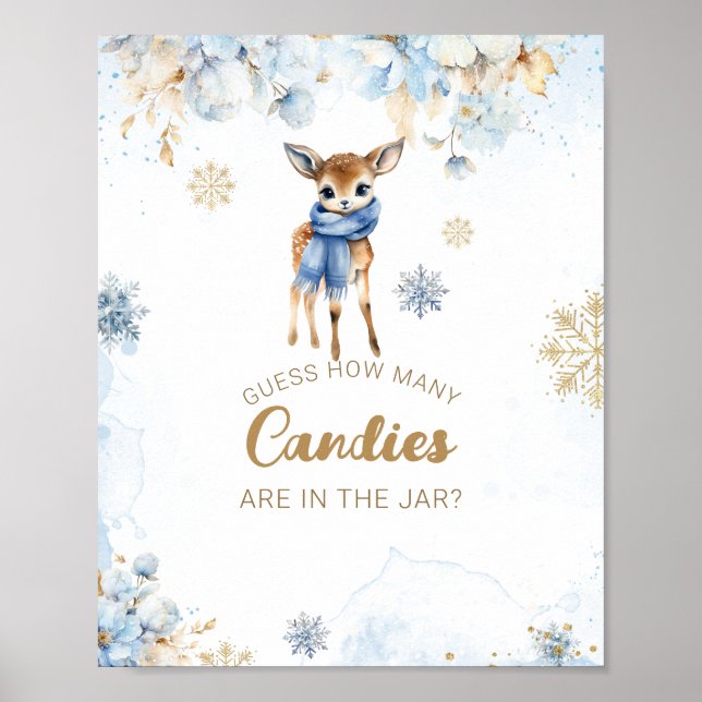 Póster Oh Deer Winter Baby Boy Juego de caramelos de duch (Frente)