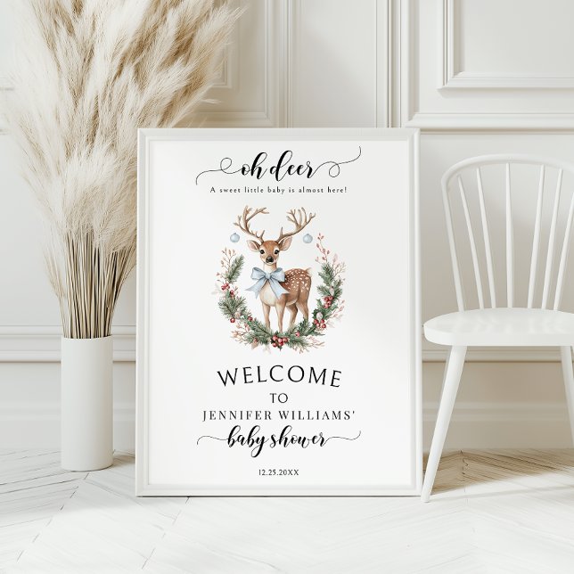 Póster Oh Deer Winter Baby Boy Shower Welcome Sign Poster (Subido por el creador)