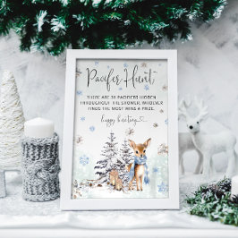 Póster Oh Deer Winter Baby Shower Pacifier Hunt Game