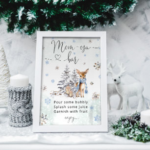 Póster Oh Deer Woodland Animals Winter Mom-osa Bar Poster